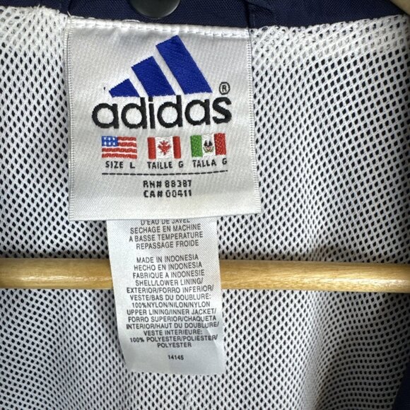 Adidas 90s Crinkle Nylon Colorblock Windbreaker Jacket Blue Big Logo Men L - Picture 7 of 8